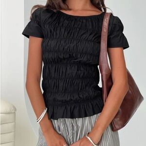 Princess Polly Black Spoiler Alert Ruched Top